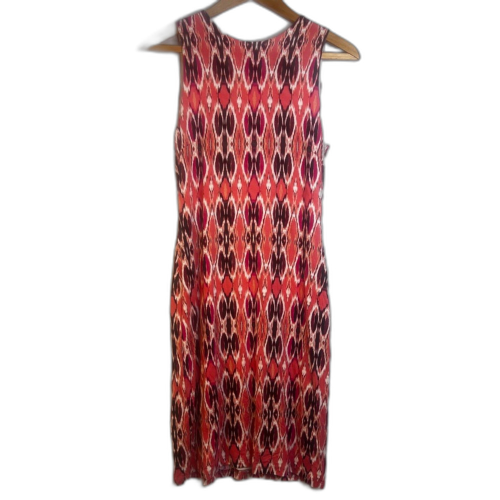 Karen Kane Abstract Geo Jersey Dress Sleeveless Back Zip USA Made‎ Viscose Sz SM